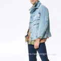 Button Custom Men Mens Light Light Blue Dipased Denim Jacket